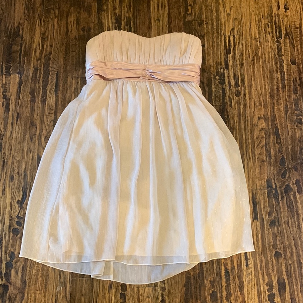 Forever 21 Tan with Gold strapless Dress | Medium